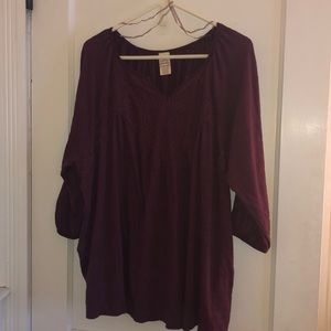 Burgundy Peasant Top- Plus Size
